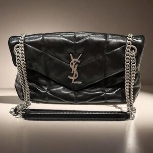 Authentic Saint Laurent Lou Small Puffer Leather Shoulder Bag